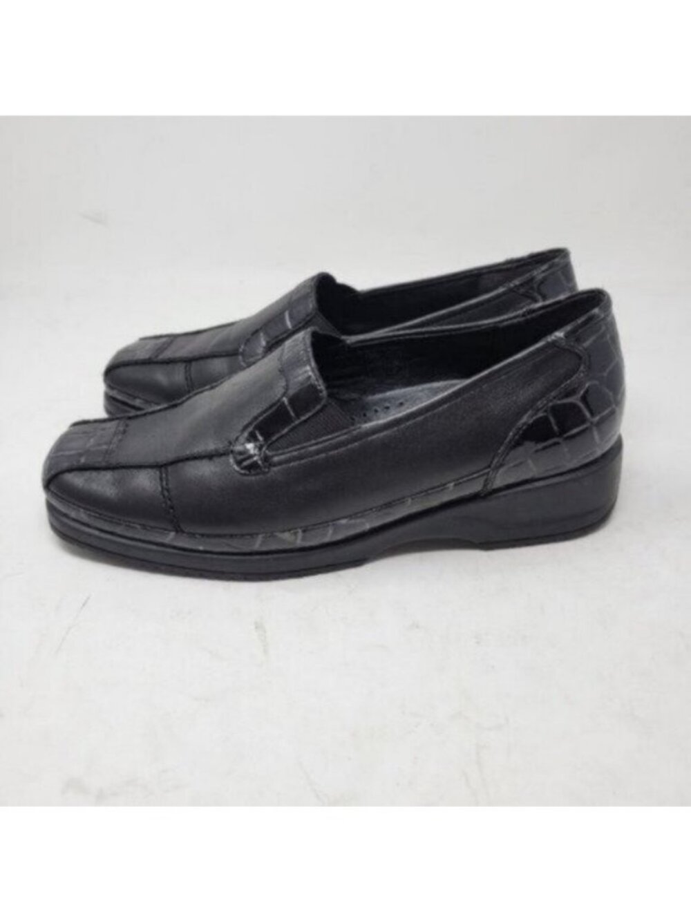 Ara Leather Crocodile Print Mokassin Slip On Loafer Shoe Black - Picture 8 of 12